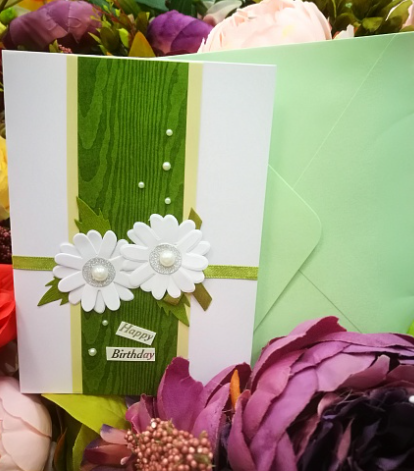 EG121-GC005AM Открытка ручной работы Ромашки 12см*17см