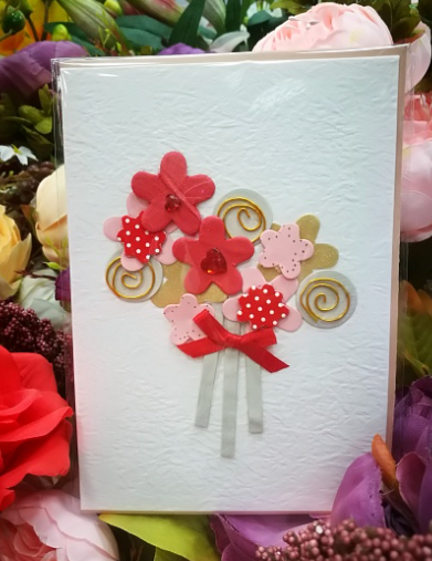 EG119-CR008-6AM Открытка ручной работы Красный букет 12см*17см