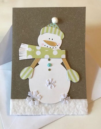 EG120-GC057AM Открытка ручной работы Снеговик 12см*17см