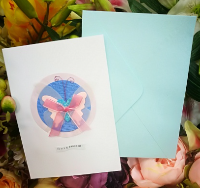 EG121-FL002AM Открытка ручной работы Бабочка объемная 12см*17см