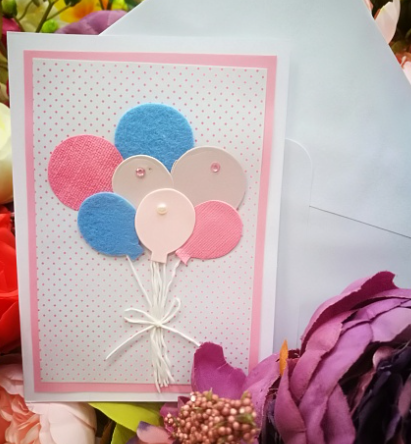 EG121-FL003AM Открытка ручной работы Воздушные шары 12см*17см