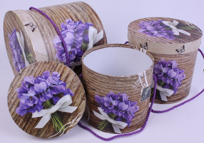 Коробка(S22) Цилиндр "Весна" Фиалка 3в1