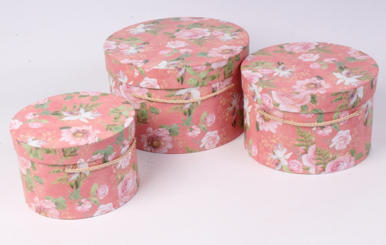 Коробка(B34) Круглая Цветы 3в1