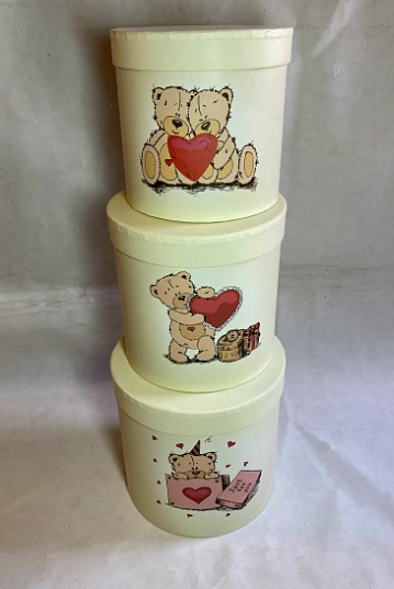 Коробка(K796) Цилиндр Влюбленные мишки 3в1 19*19*17