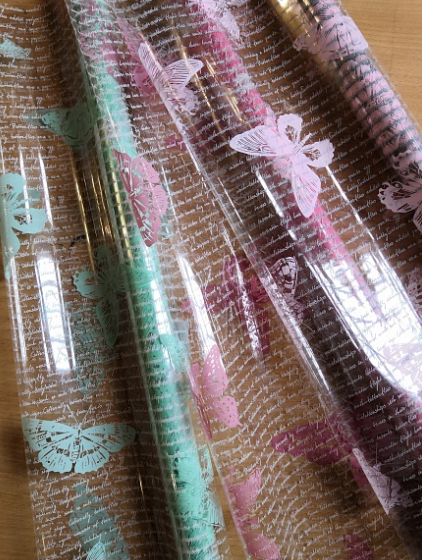 Пленка рисованная Бабочки на письме (60см/400гр)