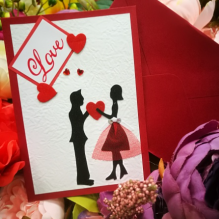 EG116-GC124AM Открытка ручной работы LOVE 12см*17см