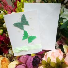 EG119-GC003AM Открытка ручной работы Блестящие бабочки 12см*17см