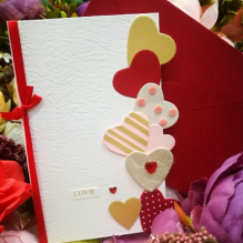 EG119-GC049AM Открытка ручной работы LOVE/Сердца 12см*17см