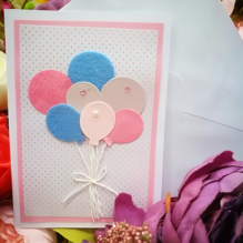EG121-FL003AM Открытка ручной работы Воздушные шары 12см*17см