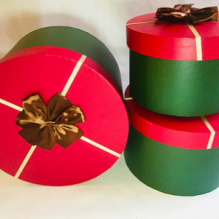 Коробка(K34) Круглая Новогодний бант 3в1 29*29*29