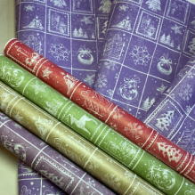 Крафт белый Новогодние марки (70см/400гр)